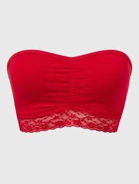 New With Tags Size Large Unlined Bandeau Bralette With Lace Trim